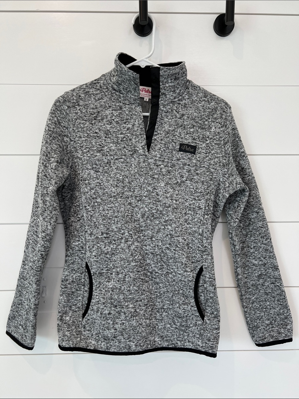 Pulse Gray Marled Quarter-Zip Pullover with Black Trim